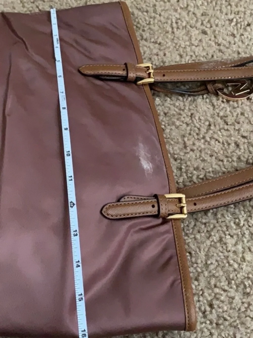 Michael Kors Mauve and Brown Leather-Trim Tote